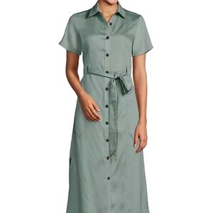 Lands' End Sage Green Midi Shirt Dress